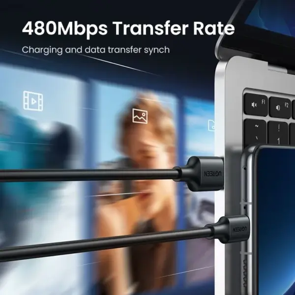 کابل شارژ USB-A به USB-C یوگرین مدل Ugreen US287 2M مشکی